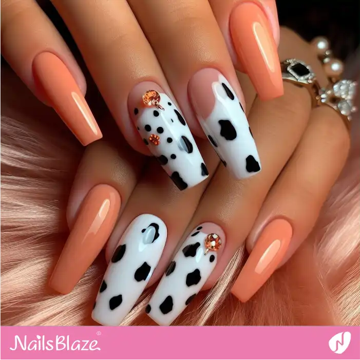 Peach Fuzz Nails Dalmatian Print Design | Animal Print Nails - NB2005